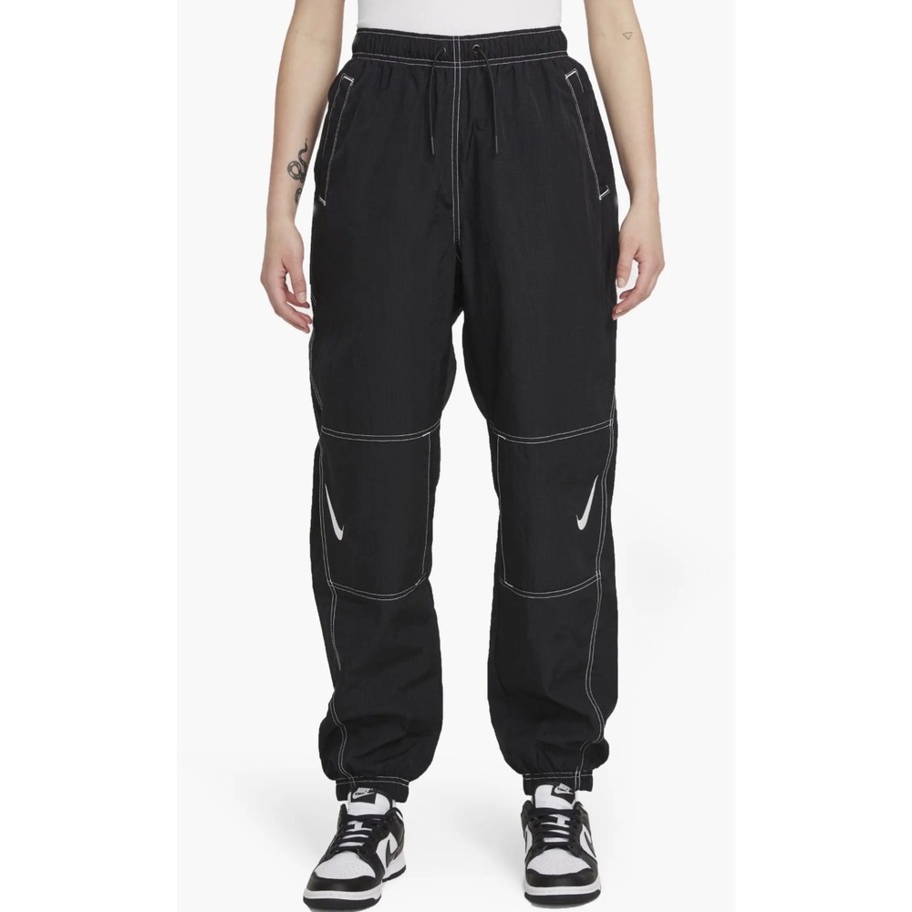 Nike Sportswear Swoosh Repel High Rise Woven Joggers Black Womens Size M Active